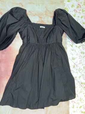 Abercrombie & Fitch Black Emerson Puff-Sleeve Mini Dress Size Large tall